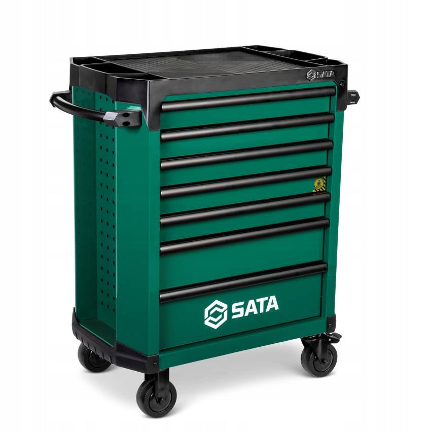 SATA TROLLEY GREEN SERVICE CABINET 7 DRAWERS WITH EQUIPMENT 152el.