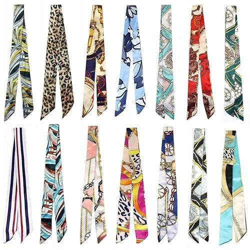 SATIN SILK BAG SCARVES FOR WOMEN SET OF 14 PIECES FOR HAIR