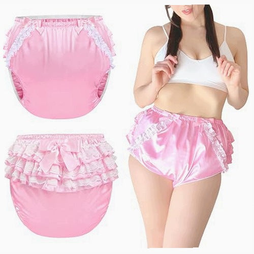 SATIN WATERPROOF DIAPER COVER WITH BOW FOR GIRLS