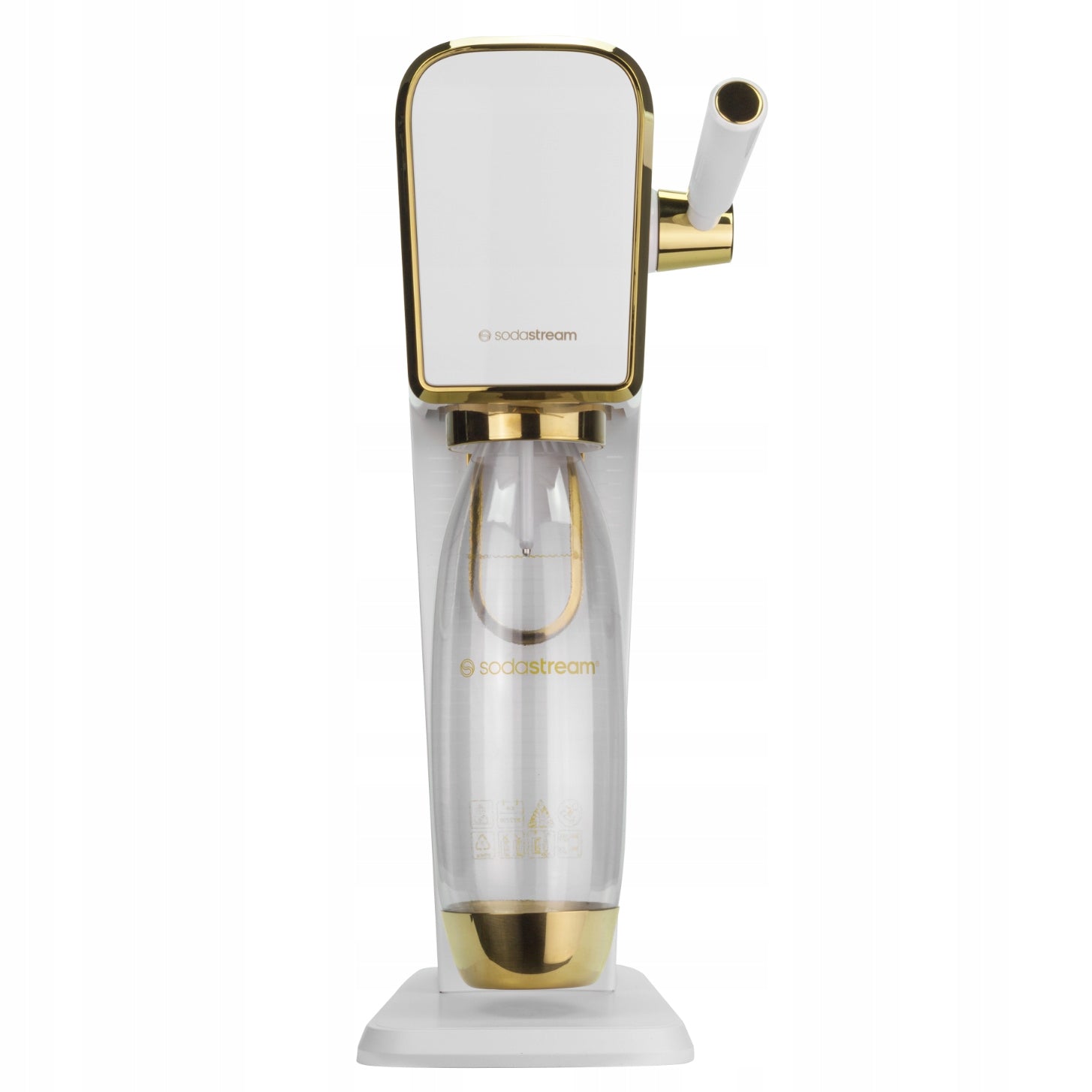 SATURATOR SODASTREAM ART WHITE AND GOLD + BOTTLE + CARTRIDGE FOR GASSING WATER Manufacturer code 1013511485
