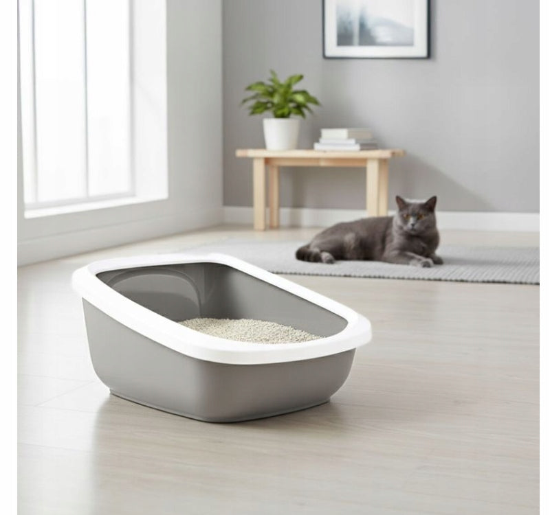 SAVIC ASEO JUMBO Cuvette with frame large high toilet cat open grey 67,5 Trade name Aseo Jumbo kuweta XXL kota maine coona brytyjskiego