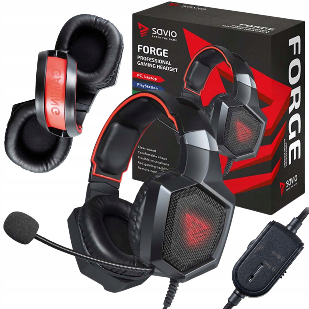 SAVIO Forge On-Ear Gaming Headphones Microphone, Stereo, LED Backlight