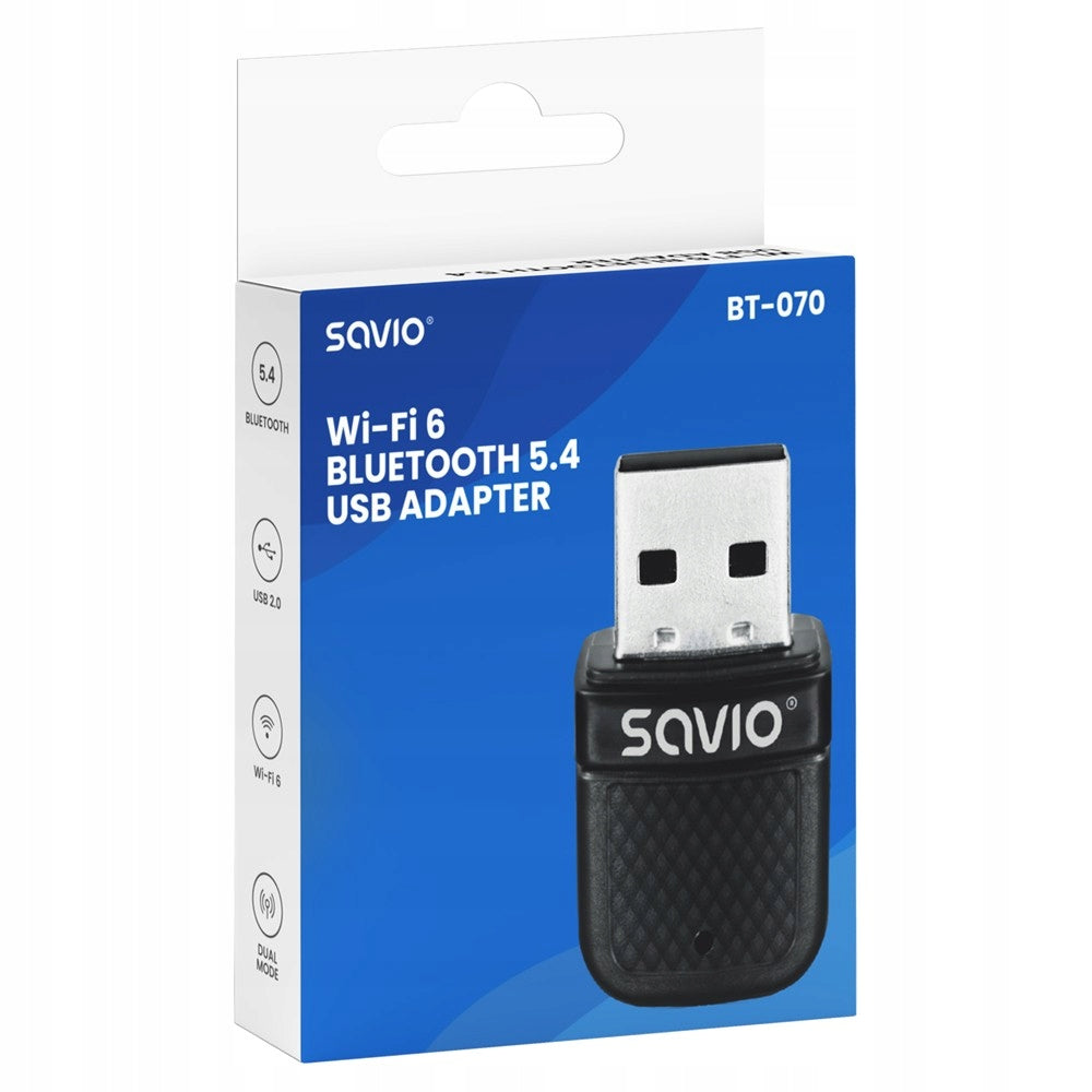 SAVIO USB WiFi 6 Adapter Bluetooth 5.4 BT- 070 Band 2,4 GHz 5 GHz