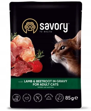 SAVORY Cat food in lamb sauce and beetroot Lamb & Beetroot 85g