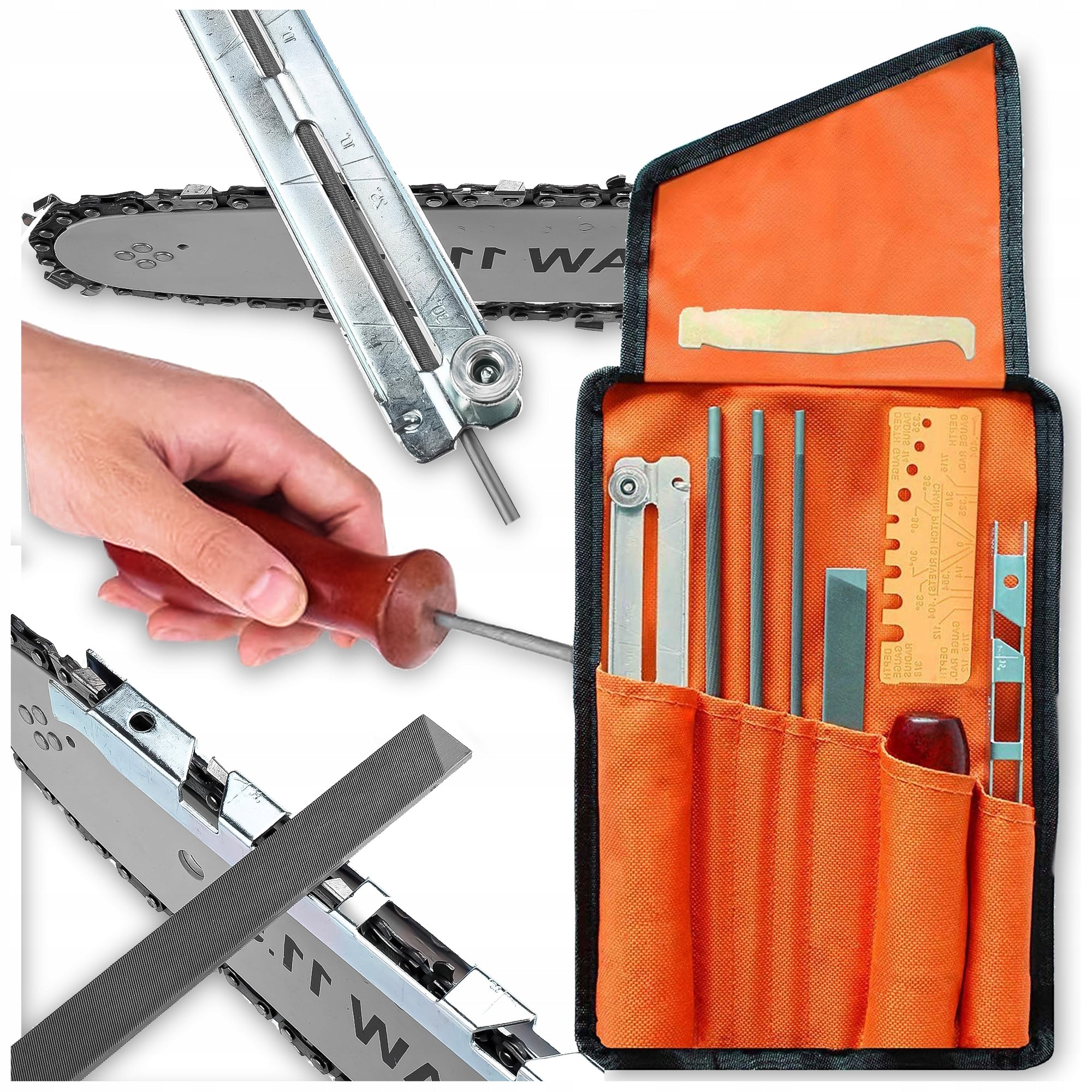 SAW CHAIN SHARPENING FILES SET OF SHARPENER FILES IN CASE 10EL