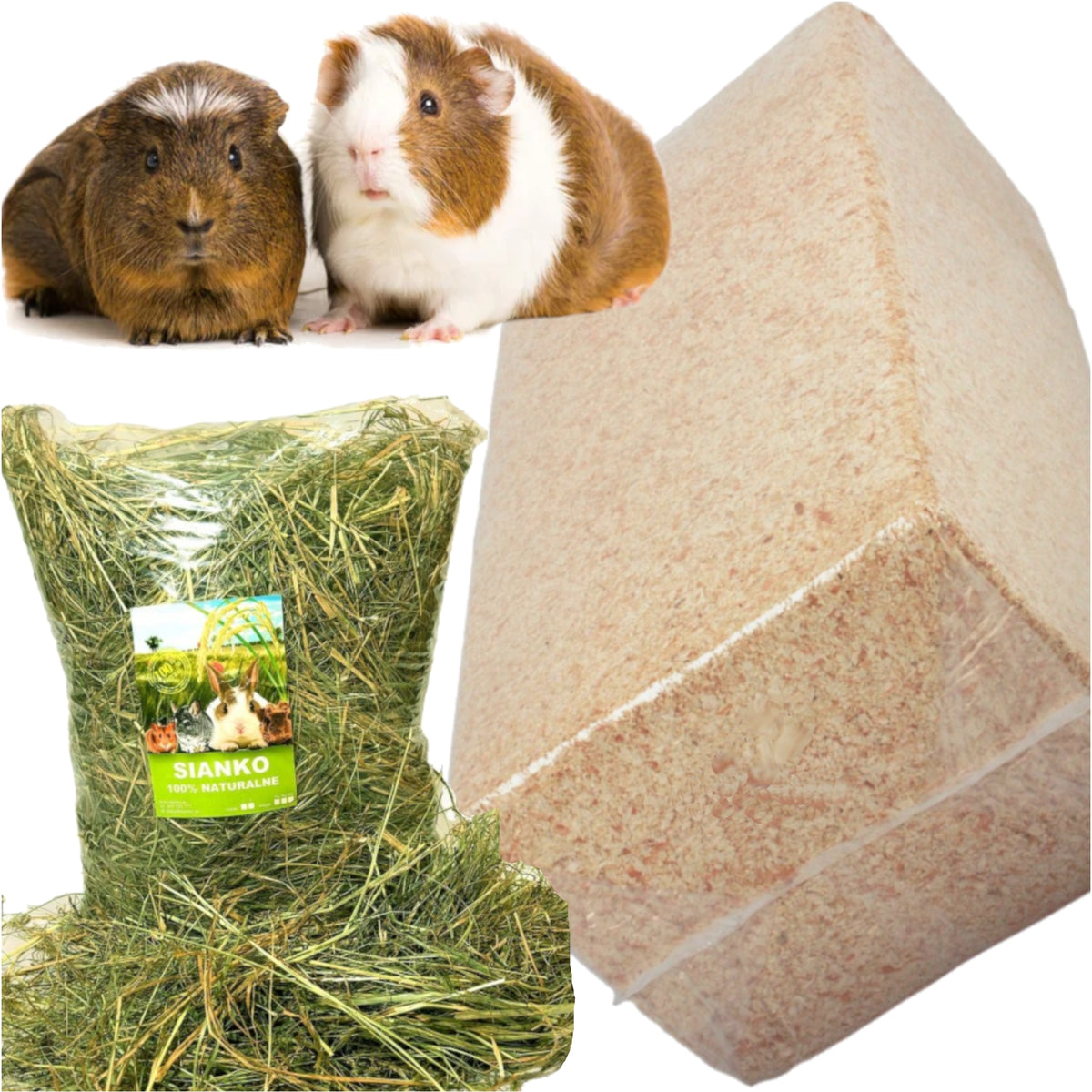 SAWDUST AND HAY FOOD LARGE SET FOR RODENTS 150l + 50l HAY =7,5KG