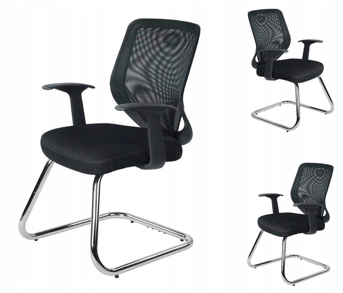 SAYAMA Office Chair Black Conference Skid Mesh Fabric 130kg