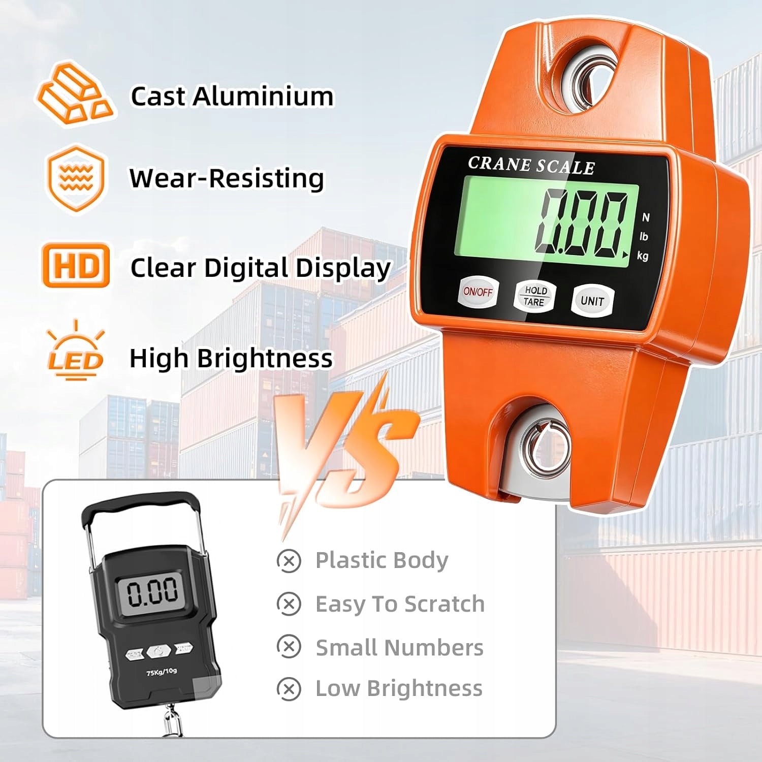 SCALE HANGING DIGITAL INDUSTRIAL SCALE 500kg HEAVY DUTY & HOOK ORANGE Brand no brand