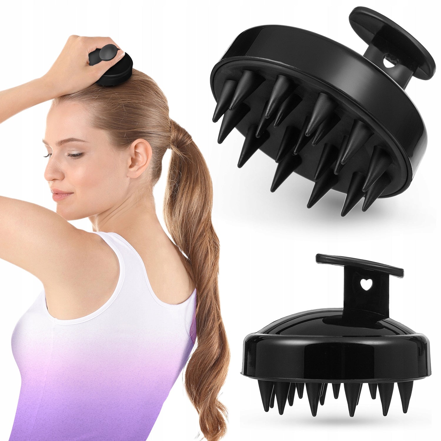 SCALP MASSAGER SILICONE BRUSH FOR WASHING HAIR BLACK KEDICA