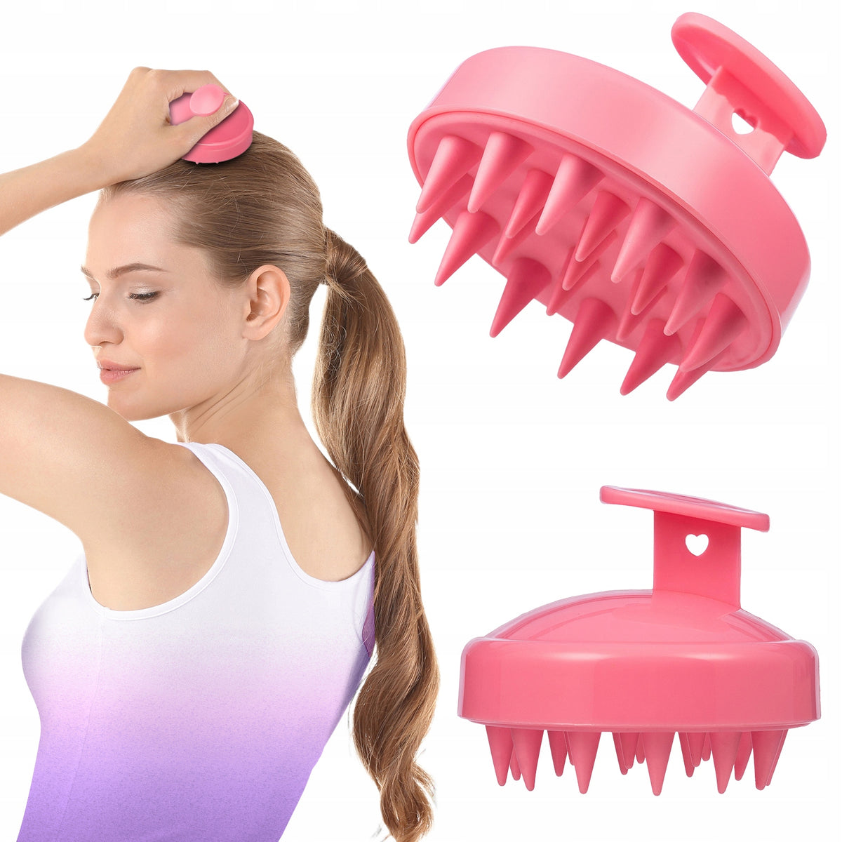 SCALP MASSAGER SILICONE BRUSH FOR WASHING HAIR PINK KEDICA