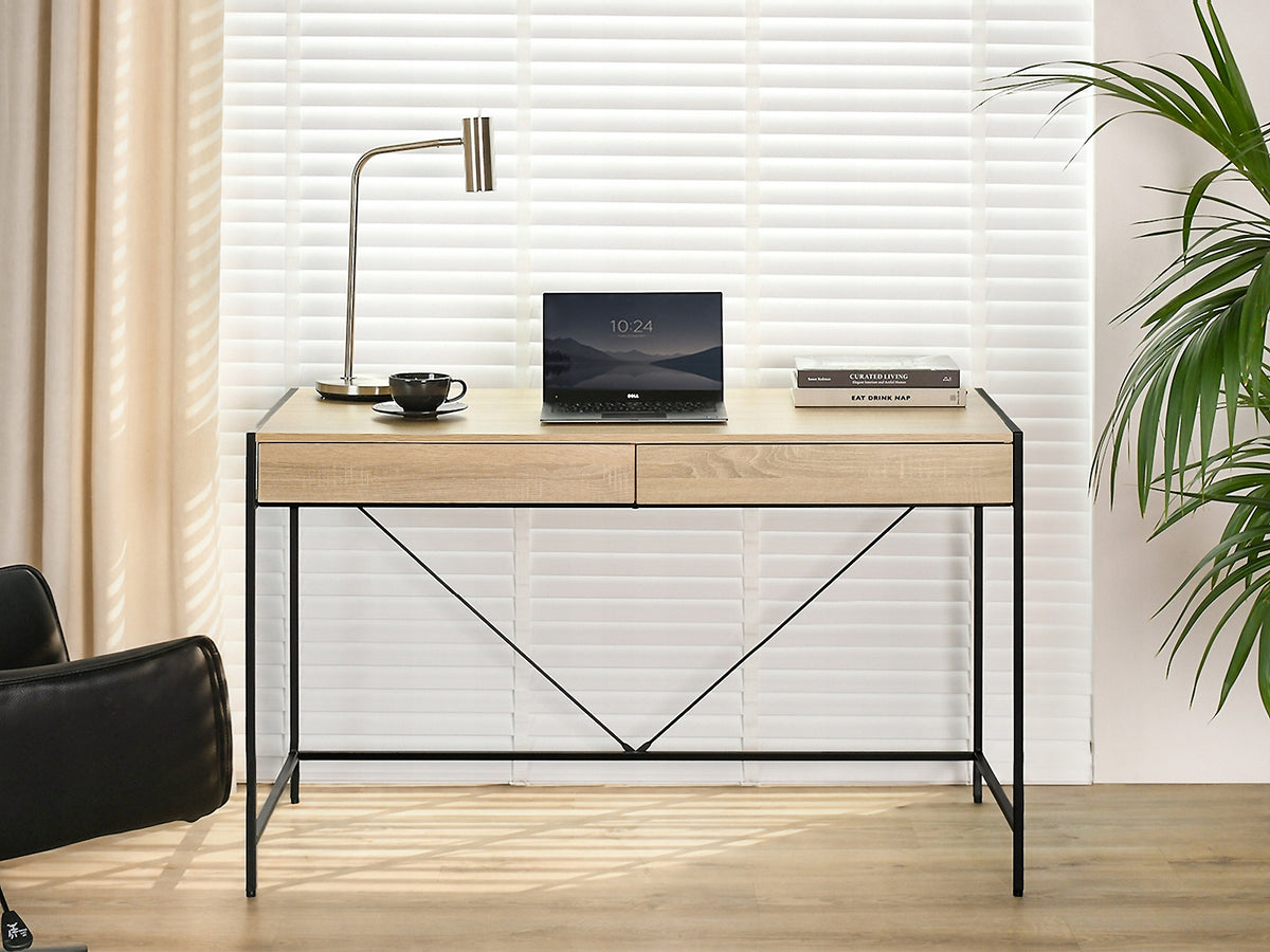 SCANDINAVIAN PRACTICAL DESK UNIF SONOMA OAK BLACK FOR HOME OFFICE Brand Mebel-Partner