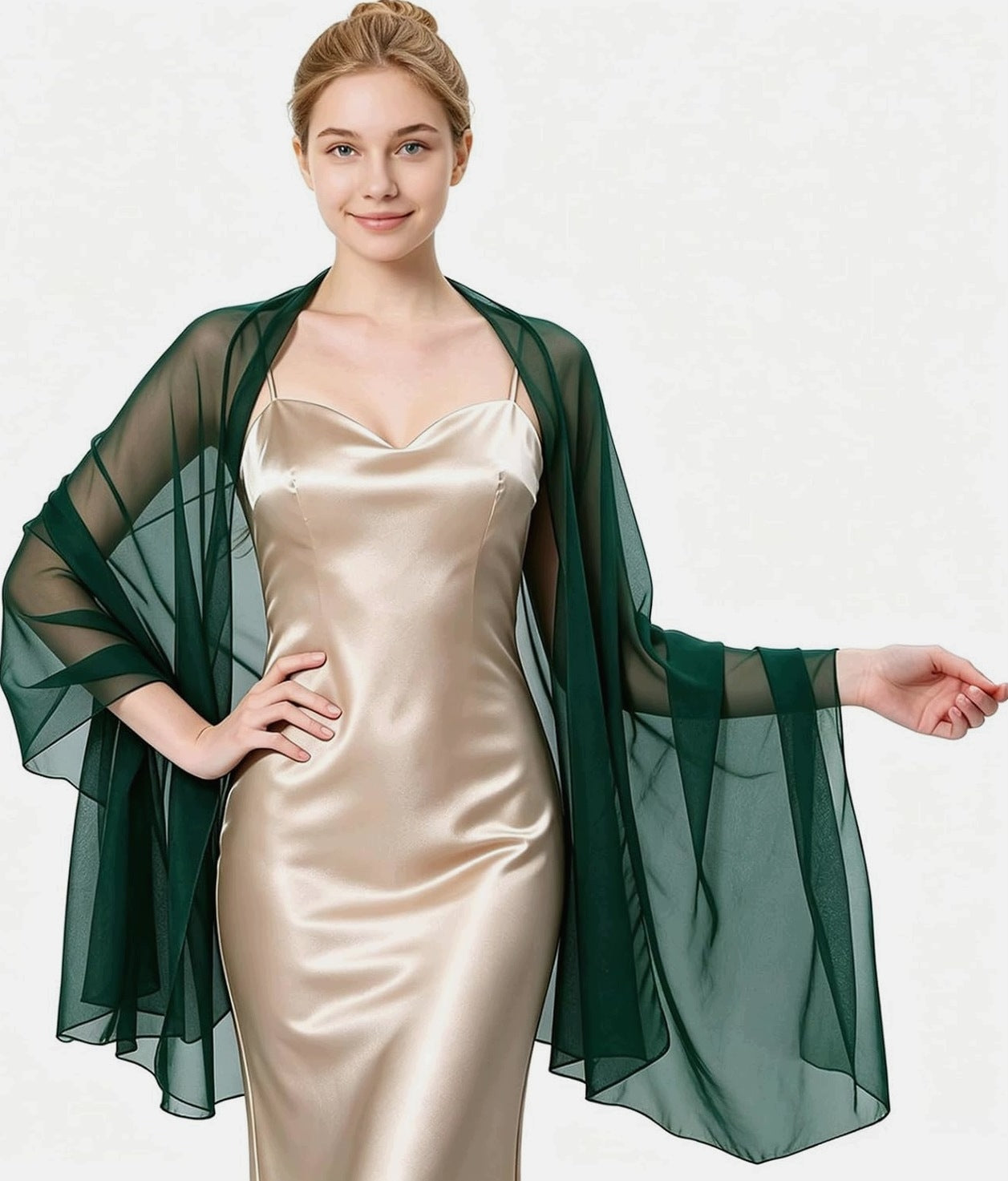 SCARF 200X70CM WOMEN'S CHIFFON LIGHT ELEGANT EVENING SHAWL