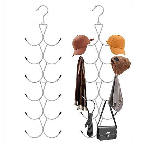 SCARF HANGER TIES METAL SILICONE SWIVEL 12 HOOKS 55CM metal