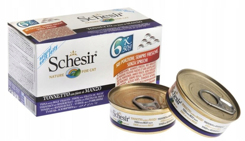 SCHESIR CAT FOOD TUNA WITH BEEF 6x50g