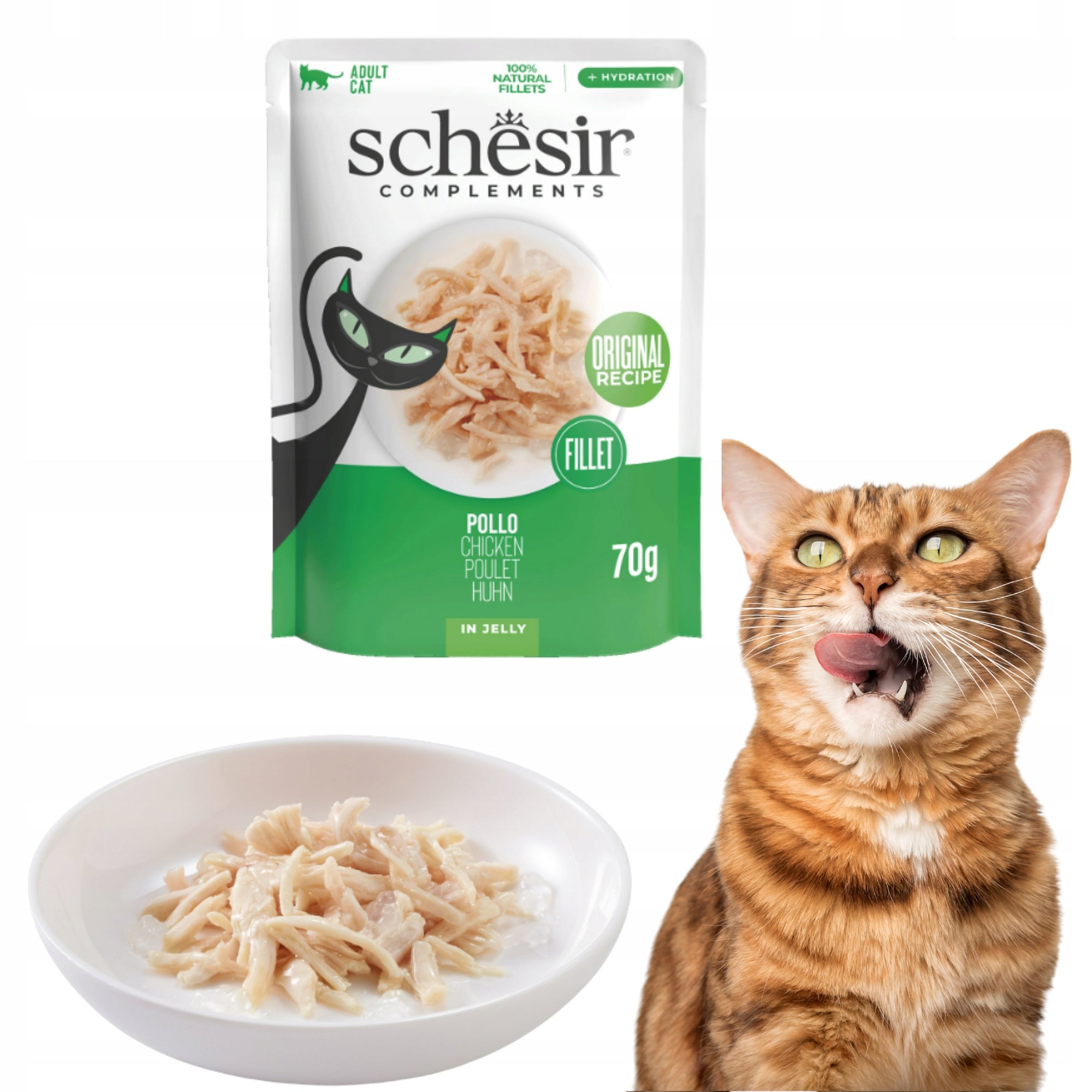 SCHESIR Complements wet cat food chicken in jelly Sachet 70g