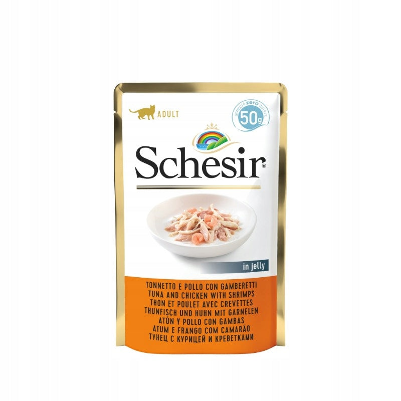 SCHESIR TUNA, CHICKEN FILLETS, SHRIMP IN JELLY 50g