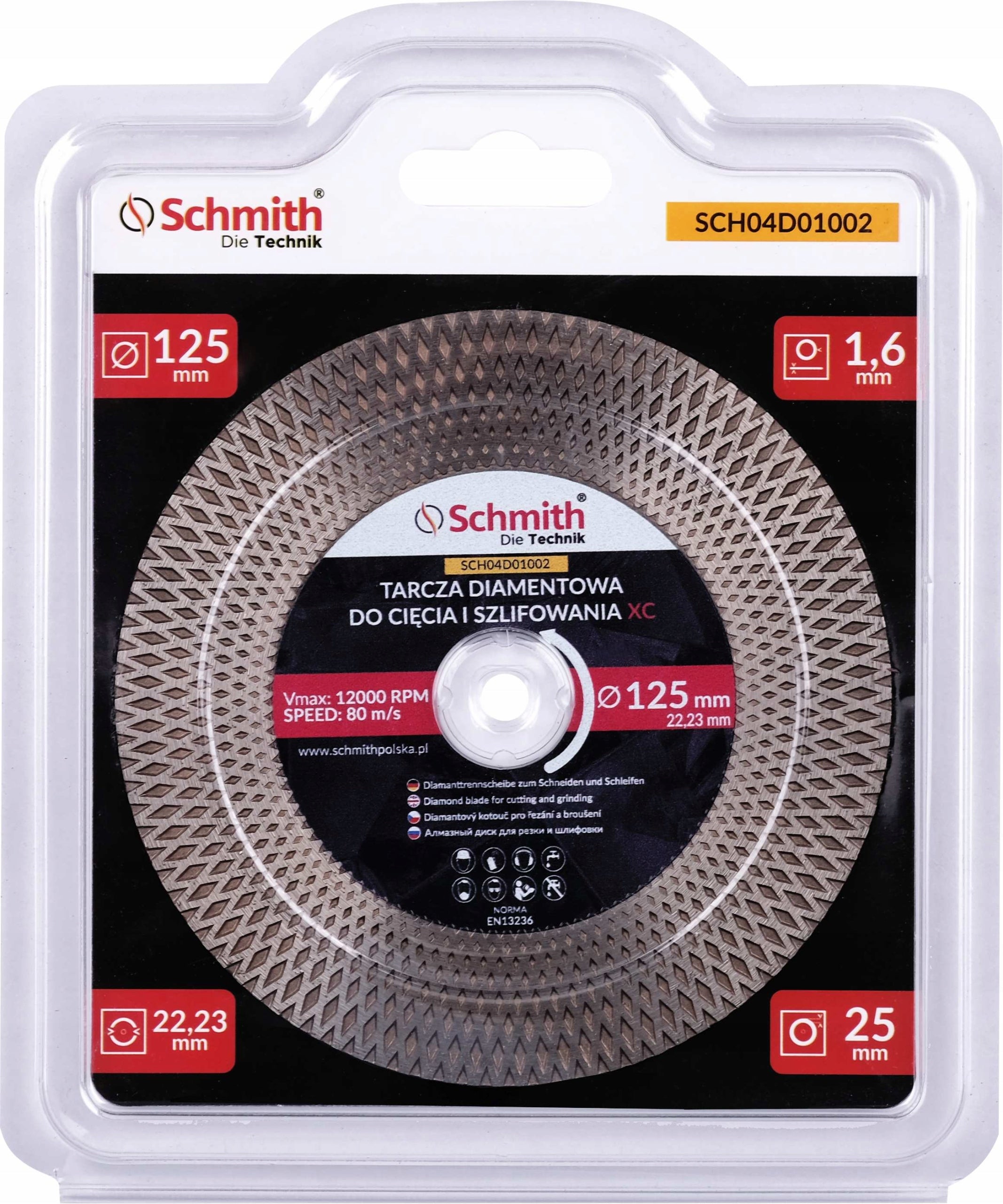 SCHMITH DIAMOND BLADE FOR GRINDING TILE STONEWARE 125mm Manufacturer code SCH04D01002