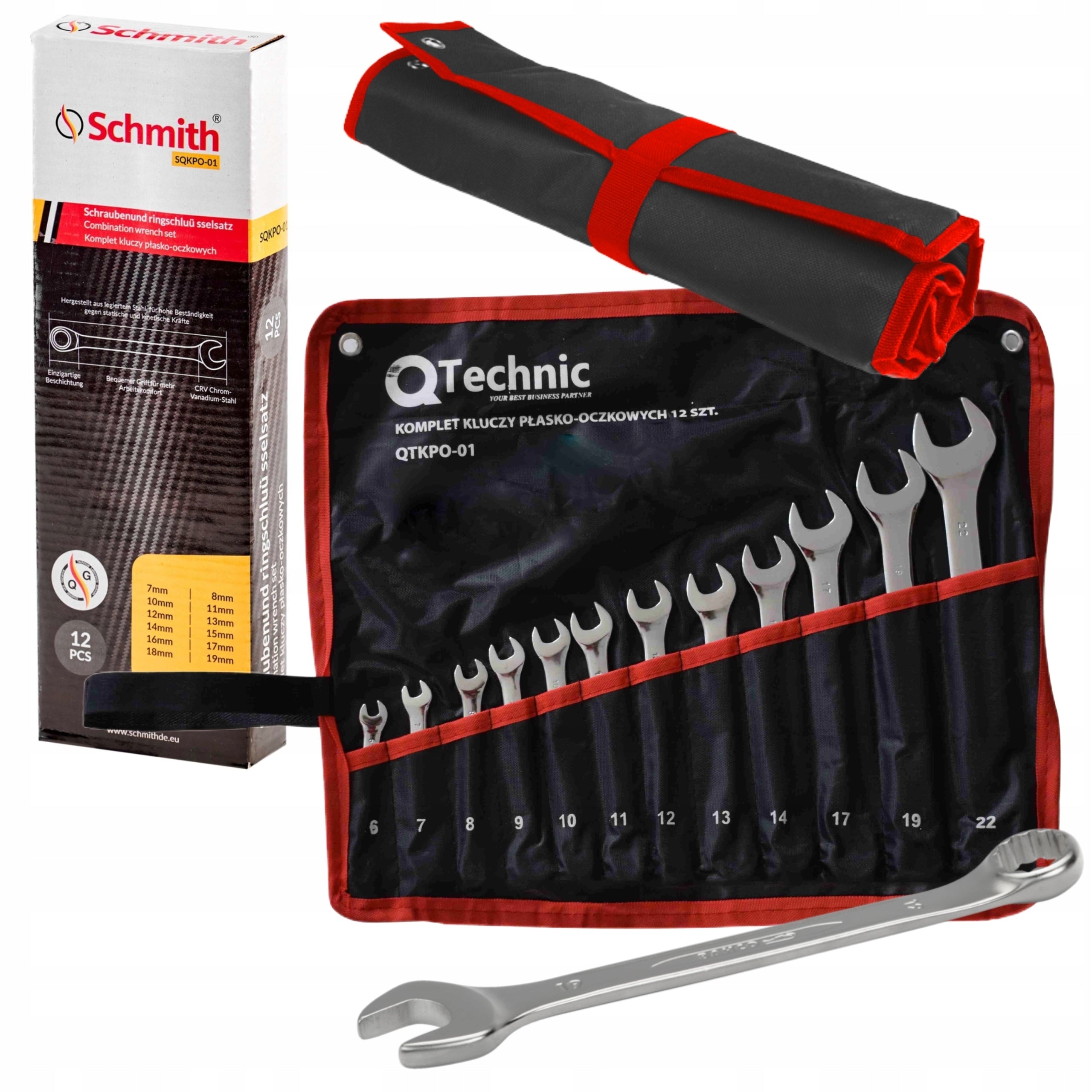 SCHMITH QTECHNIC SET FLAT EYE WRENCHES SET 6-22 mm 12pcs