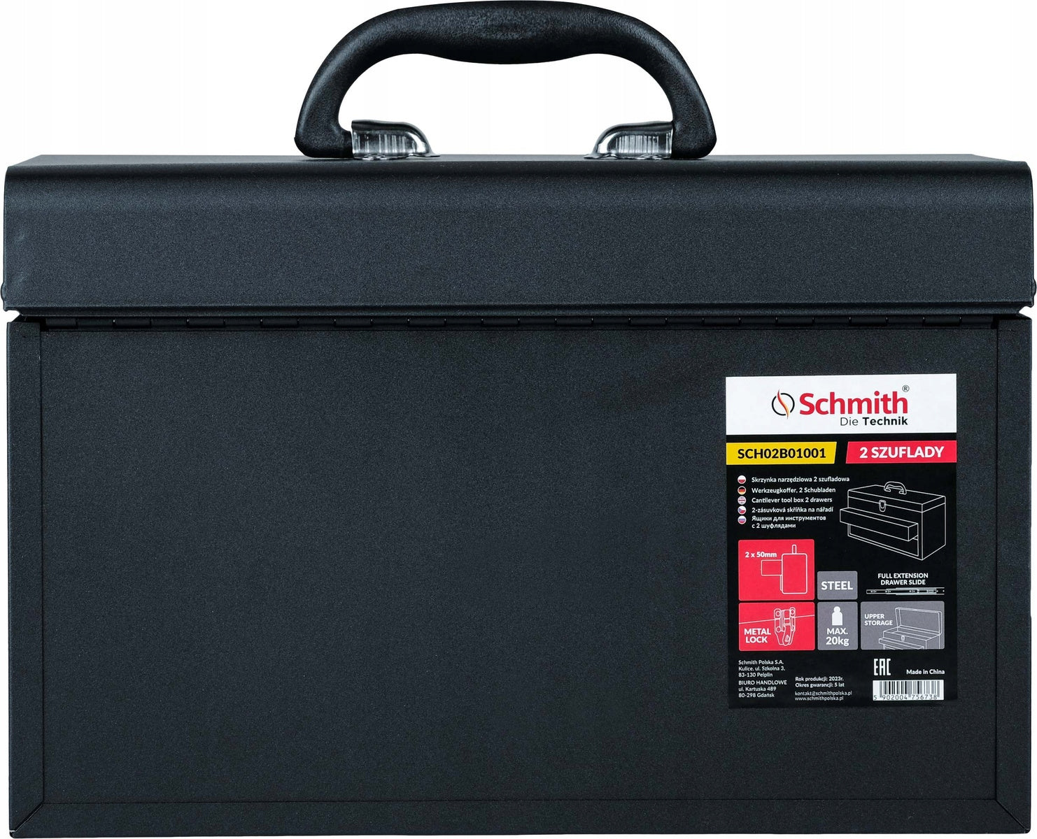 SCHMITH Steel workshop tool box with 2 drawers SCH02B01001 Kind carrying case