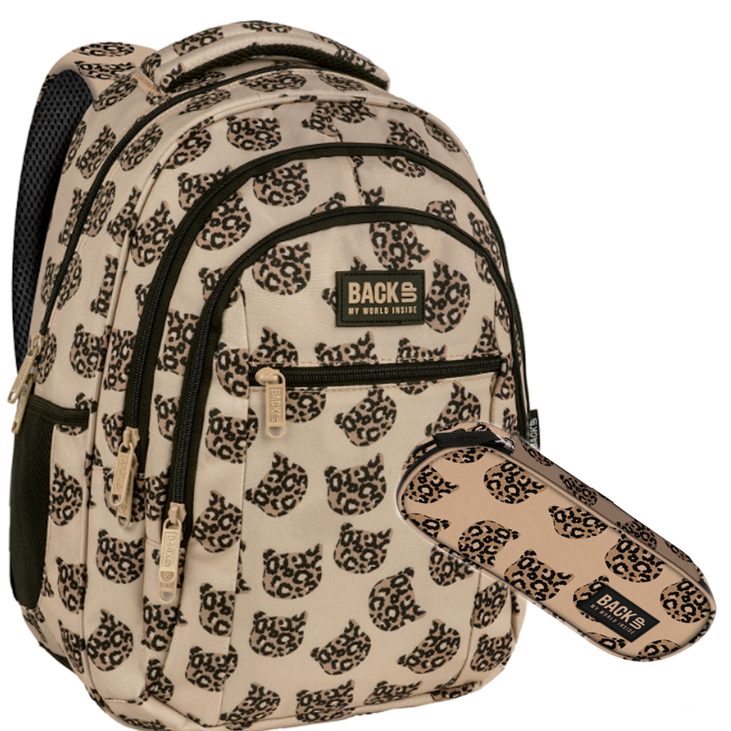 SCHOOL BACKPACK 2IN1 WILD KITTY CLASS 1-3 BACK UP SET