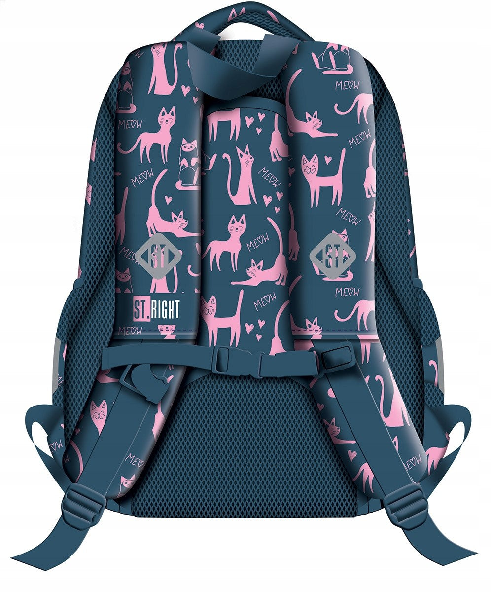 SCHOOL BACKPACK 3-CHAMBER BP26 LAZY CATS 1pcs. Type multi compartment