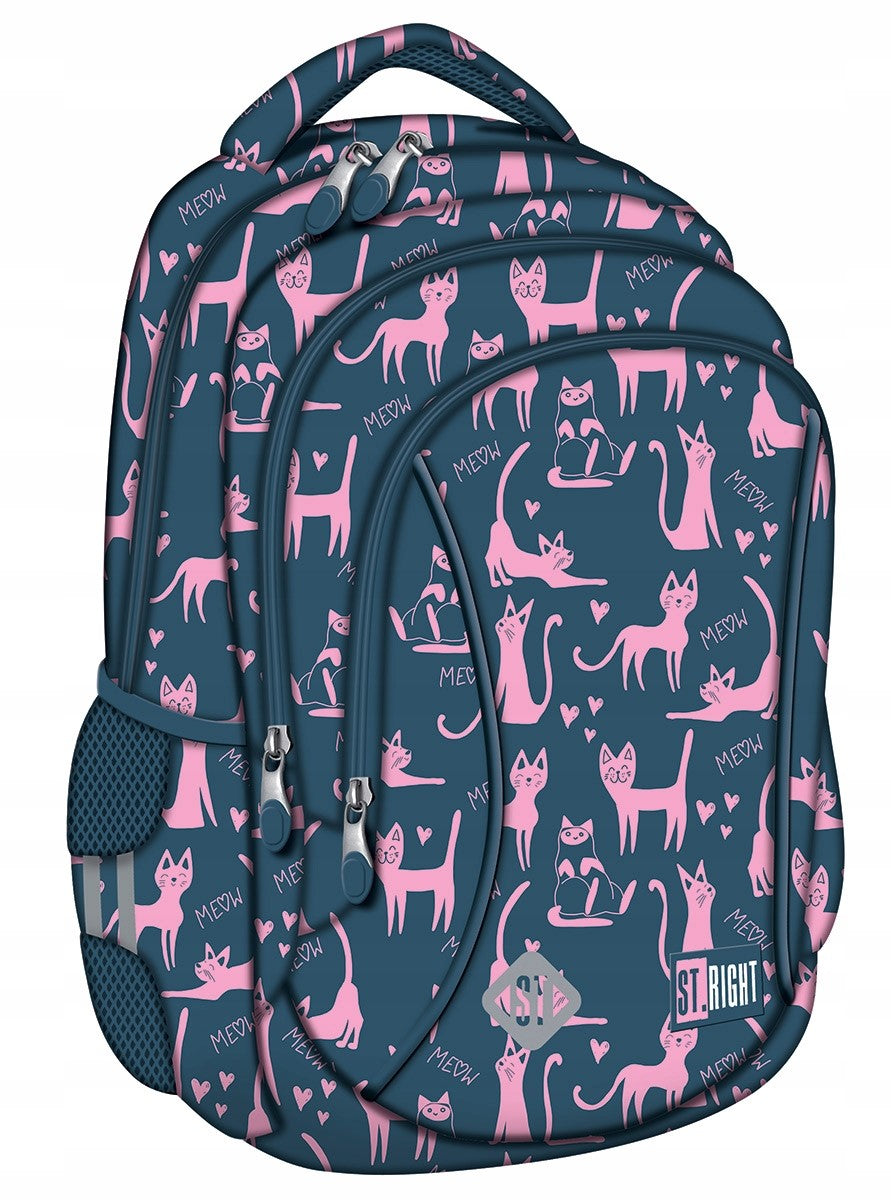 SCHOOL BACKPACK 3-CHAMBER BP26 LAZY CATS 1pcs.