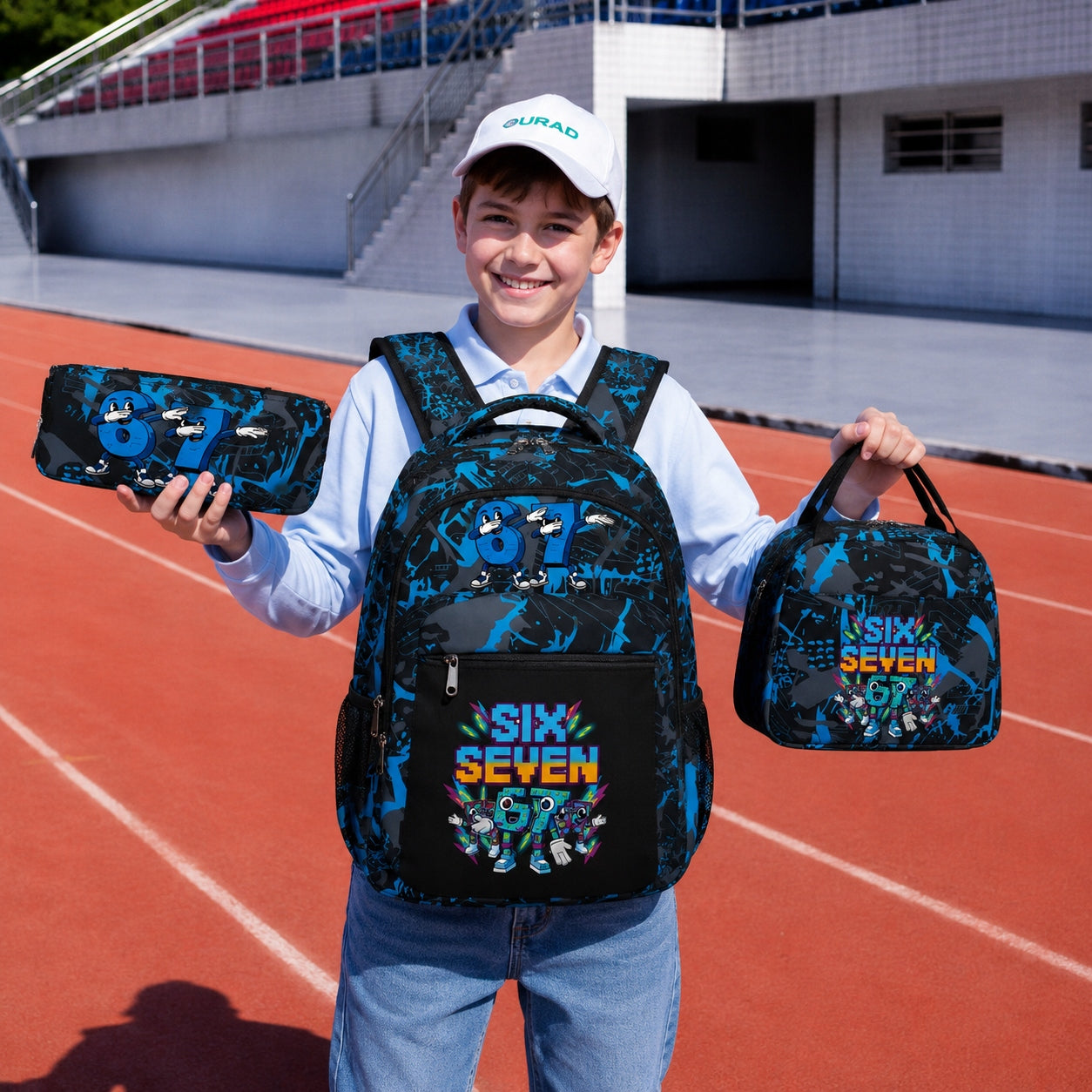 SCHOOL BACKPACK 67 SIX SEVEN FOR SCHOOL SATCHEL LUNCHBOX PENCIL CASE SET 3in1 Manufacturer code PLECAK SZKOLNY wielokomorowy 67