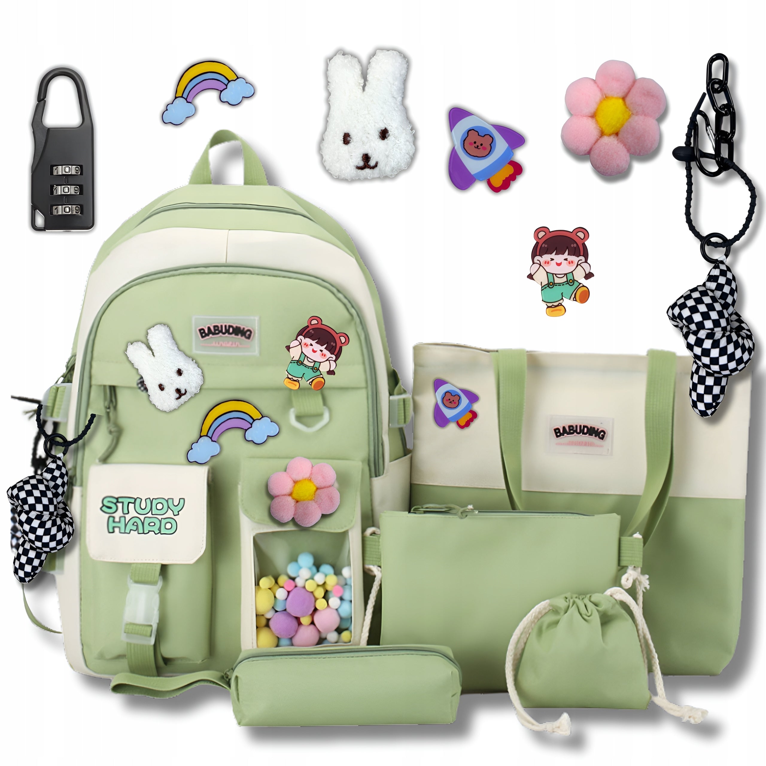 SCHOOL BACKPACK A4 YOUTH FOR PENCIL CASE GIRLS GR LARGE SET 5in1