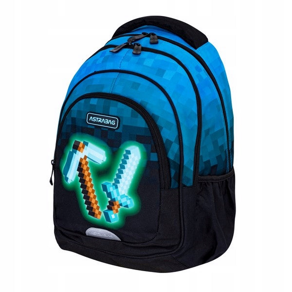 SCHOOL BACKPACK ASTRABAG BLUE PIXEL GAME 3 CHAMBER GAME PIXELS EAN (GTIN) 5901137224152