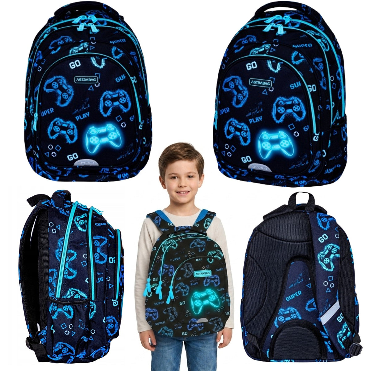 SCHOOL BACKPACK ASTRABAG GO PLAYING 27L 3 COMPARTMENTS BOY KL 4-8 URBAN XXL