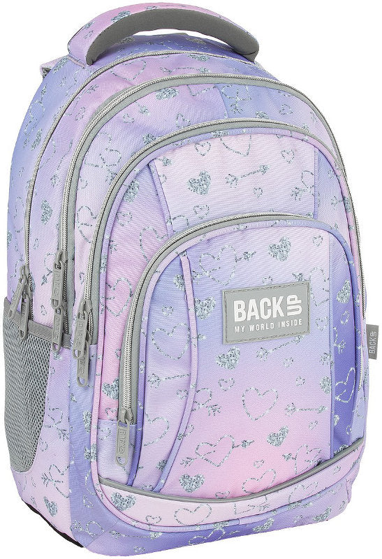 SCHOOL BACKPACK BACKUP 26L MULTI-CHAMBER SILVER HEARTS PASTEL OMBRE A32 Packaging status original