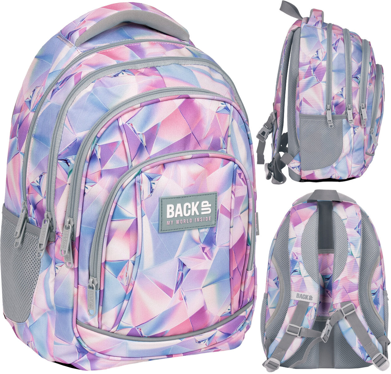 SCHOOL BACKPACK BACKUP A24 REFLECTIONS DIAMONDS PASTEL TONES 26L