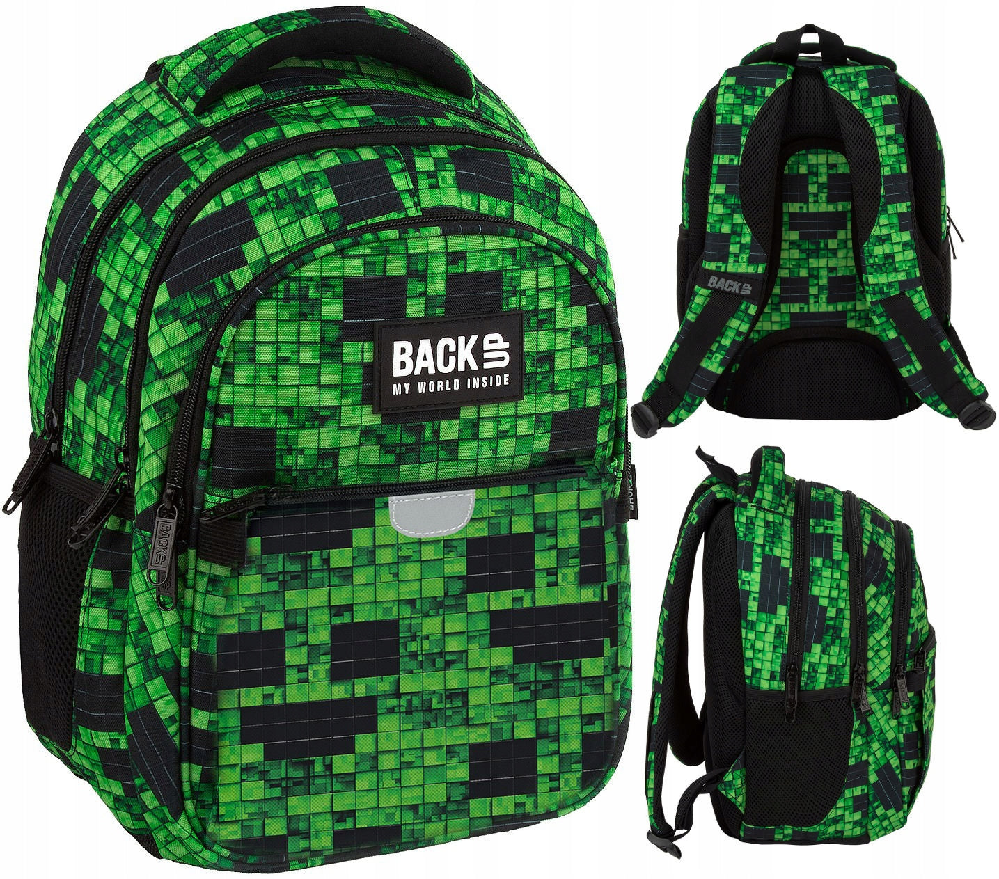 SCHOOL BACKPACK BACKUP P64 SLINKER PIXELE BLOCKS SQUARES CLASS 1 - 3