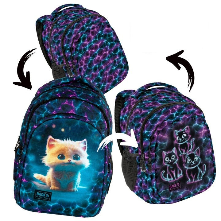 SCHOOL BACKPACK BAG WITH KITTEN FOR GIRLS 3in1 KITTEN Manufacturer code PLB8D22