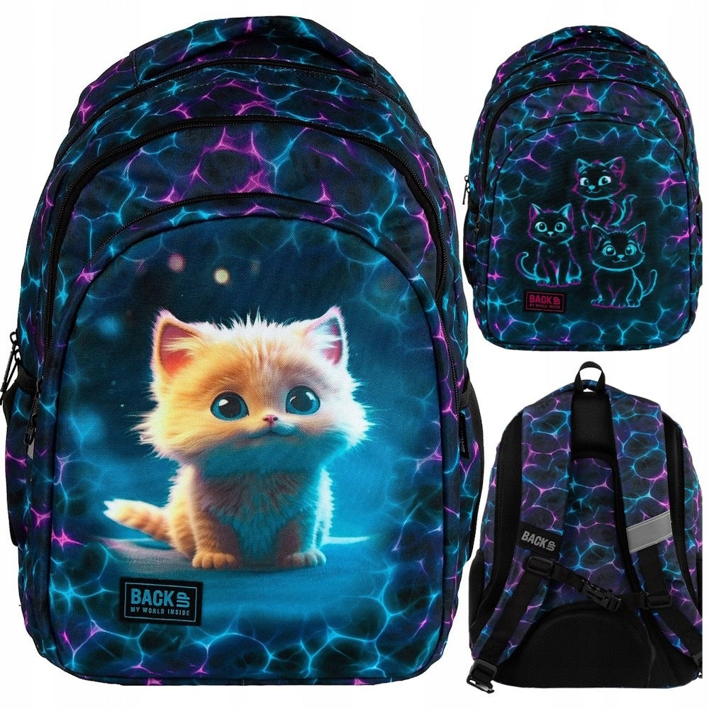 SCHOOL BACKPACK BAG WITH KITTEN FOR GIRLS 3in1 KITTEN