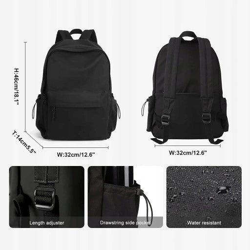 SCHOOL BACKPACK BLACK CLASSIC WATER RESISTANT Manufacturer code 4f7SZKOLNY PLECAK CZARNY