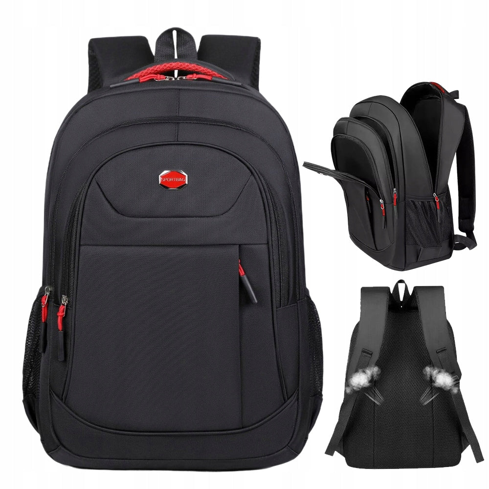 SCHOOL BACKPACK BLACK FOR A TRIP COMFORTABLE WATERPROOF LARGE BLACK 40L