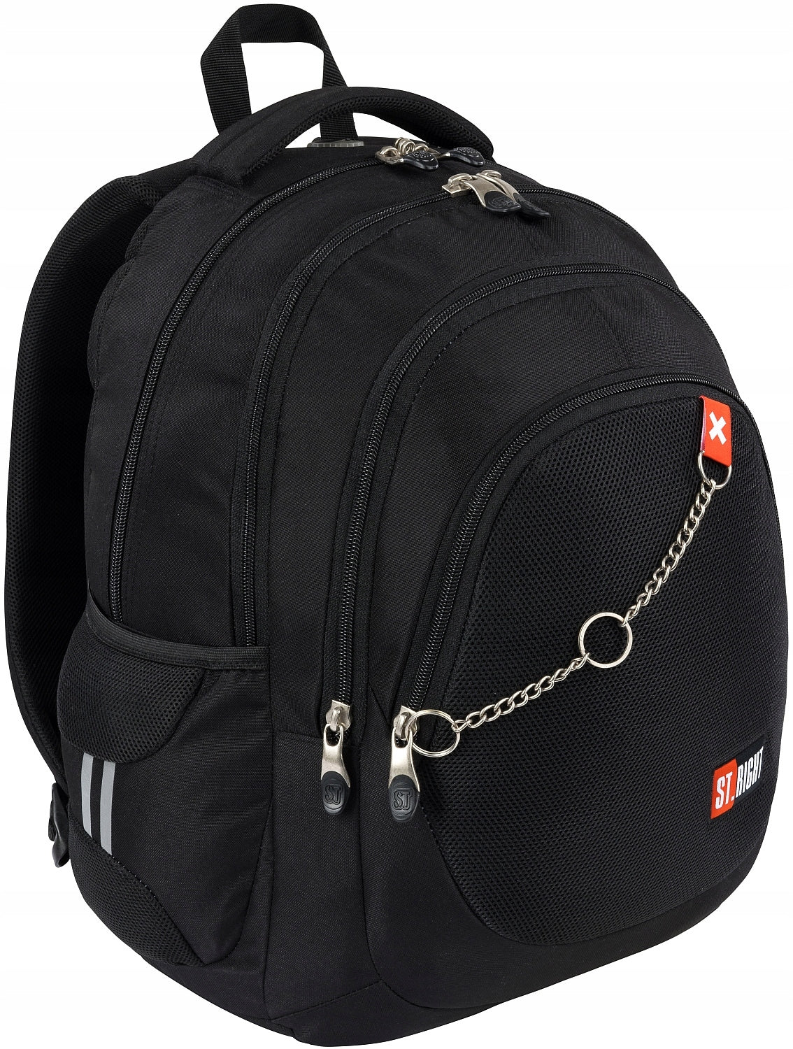 SCHOOL BACKPACK BLACK MULTI-CHAMBER X WHITE SATCHEL ST.RIGHT Brand St.Right