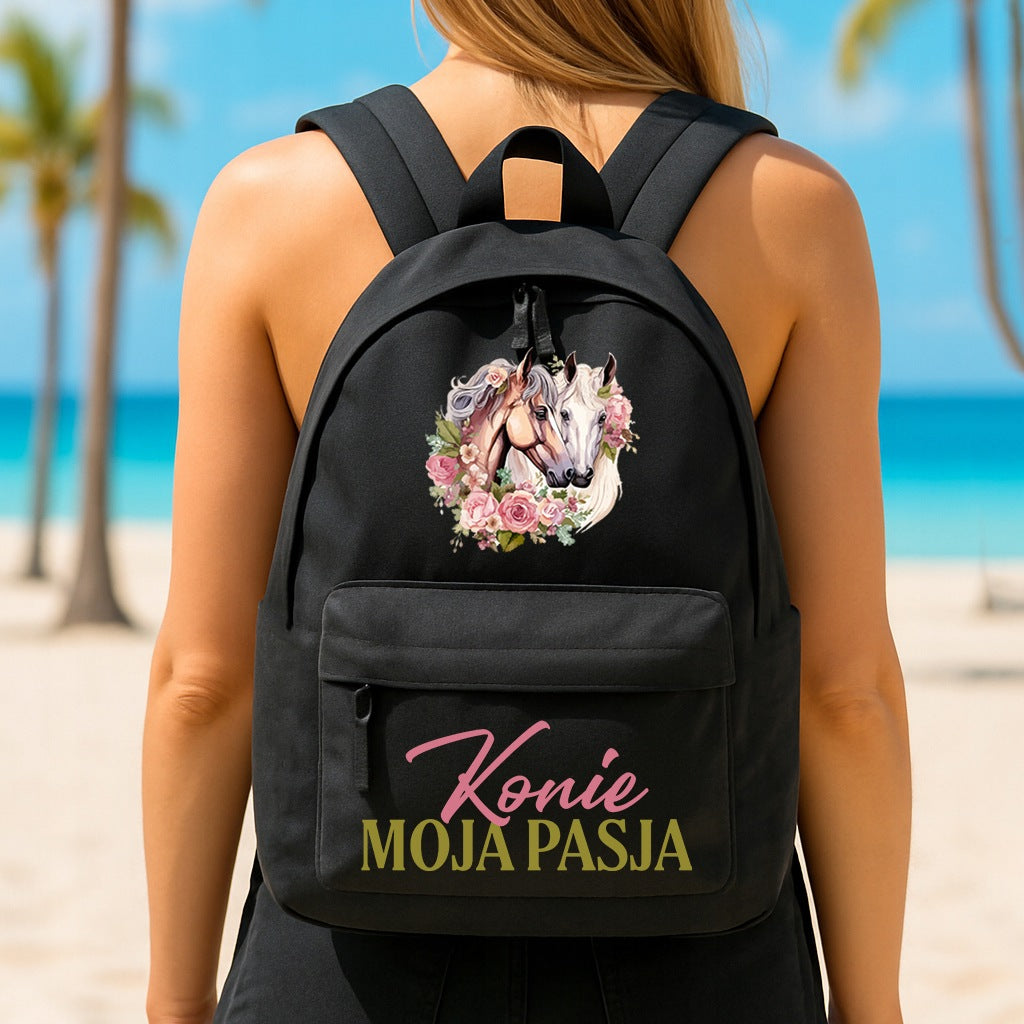 SCHOOL BACKPACK BLACK + ORGANIZER LAYETTE FOR SCHOOL HORSES IS MY PASSION Packaging status original