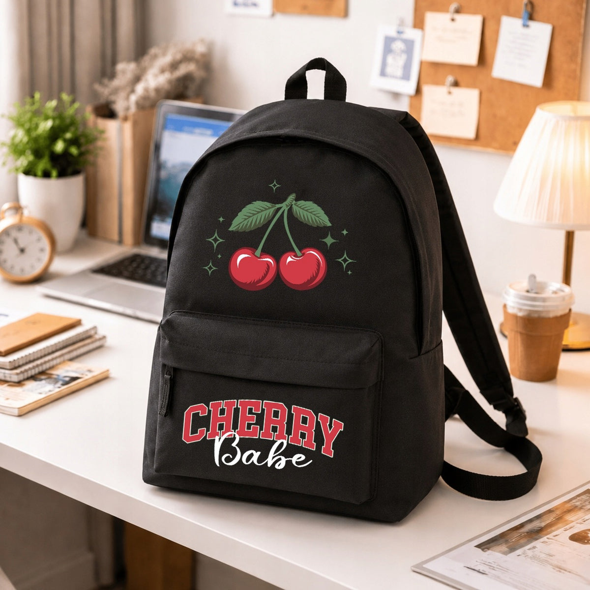 SCHOOL BACKPACK BLACK YOUTH LARGE ROOMY FOR TEENAGER CHERRY BABE Manufacturer code Plecak CHERRY BABE