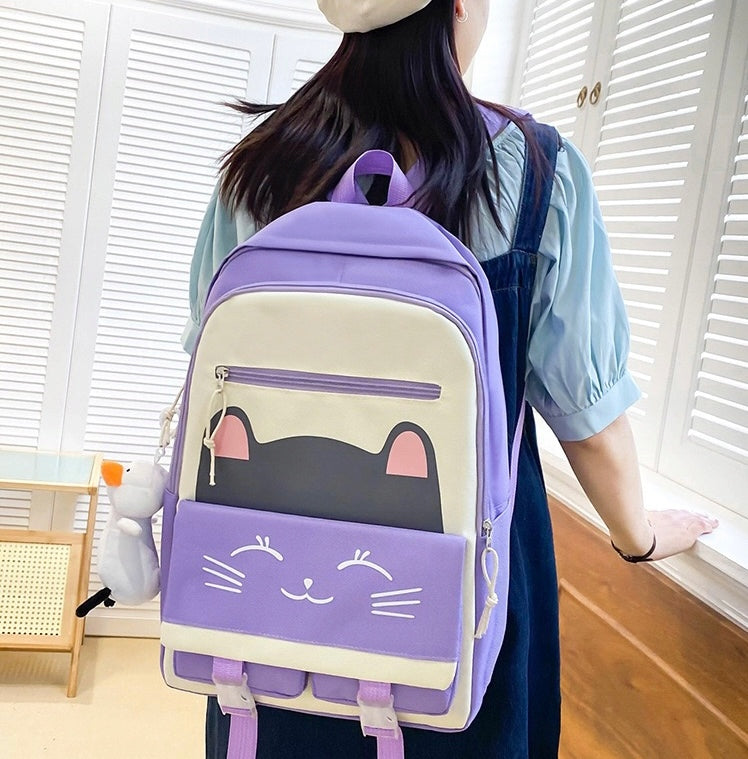 SCHOOL BACKPACK CAT KITTEN YOUTH PENCIL CASE BAG LARGE A4 SET 5in1 Manufacturer code PLECAK KOT CAT MŁODZIEŻOWY DUŻY SET