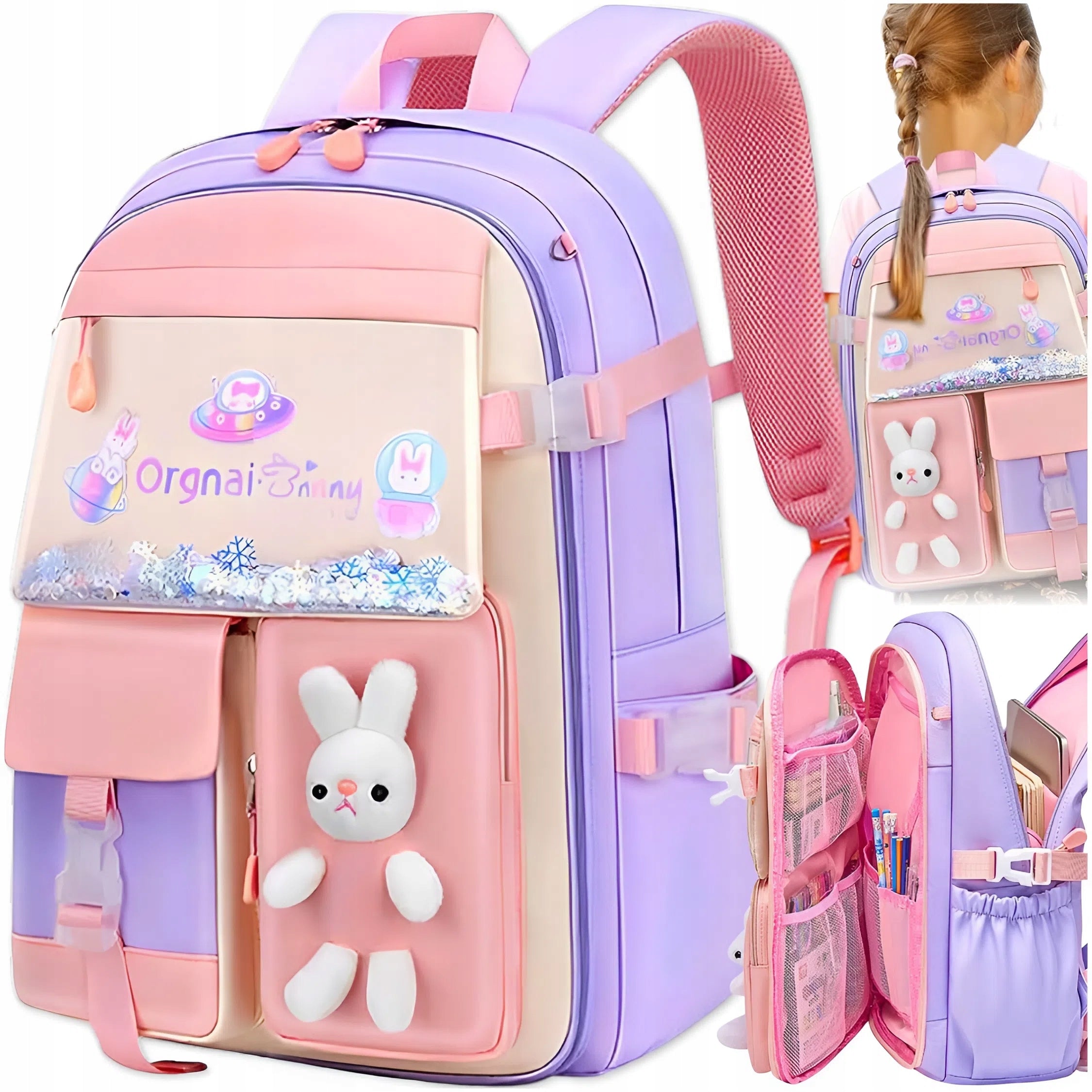 SCHOOL BACKPACK CHILDREN'S SATCHEL FOR GIRLS LARGE PINK 1-3 Manufacturer code PLECAK SZKOLNY DLA DZIEWCZYNKI MEMFLOW