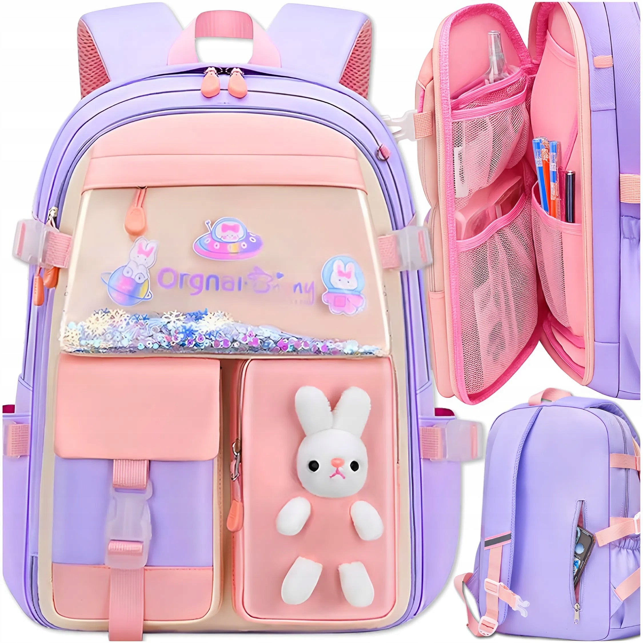 SCHOOL BACKPACK CHILDREN'S SATCHEL FOR GIRLS LARGE PINK 1-3