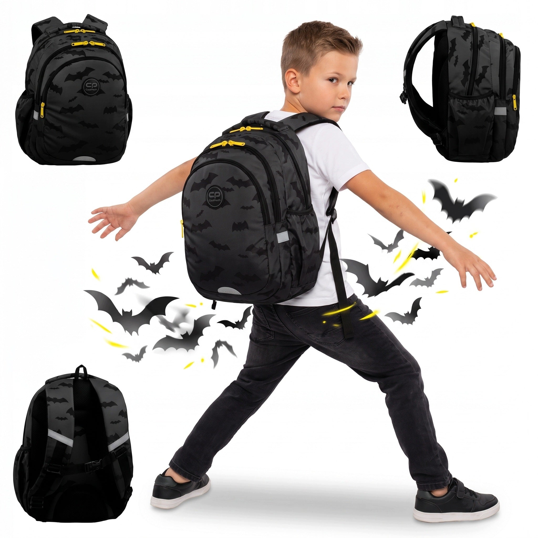 SCHOOL BACKPACK COOLPACK BLACK GOLD FOR BOY GIRL 19L