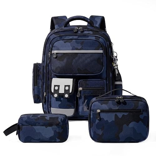 SCHOOL BACKPACK FOR BOY ERGONOMIC 3 PARTS SET LUNCH BAG Brand no brand