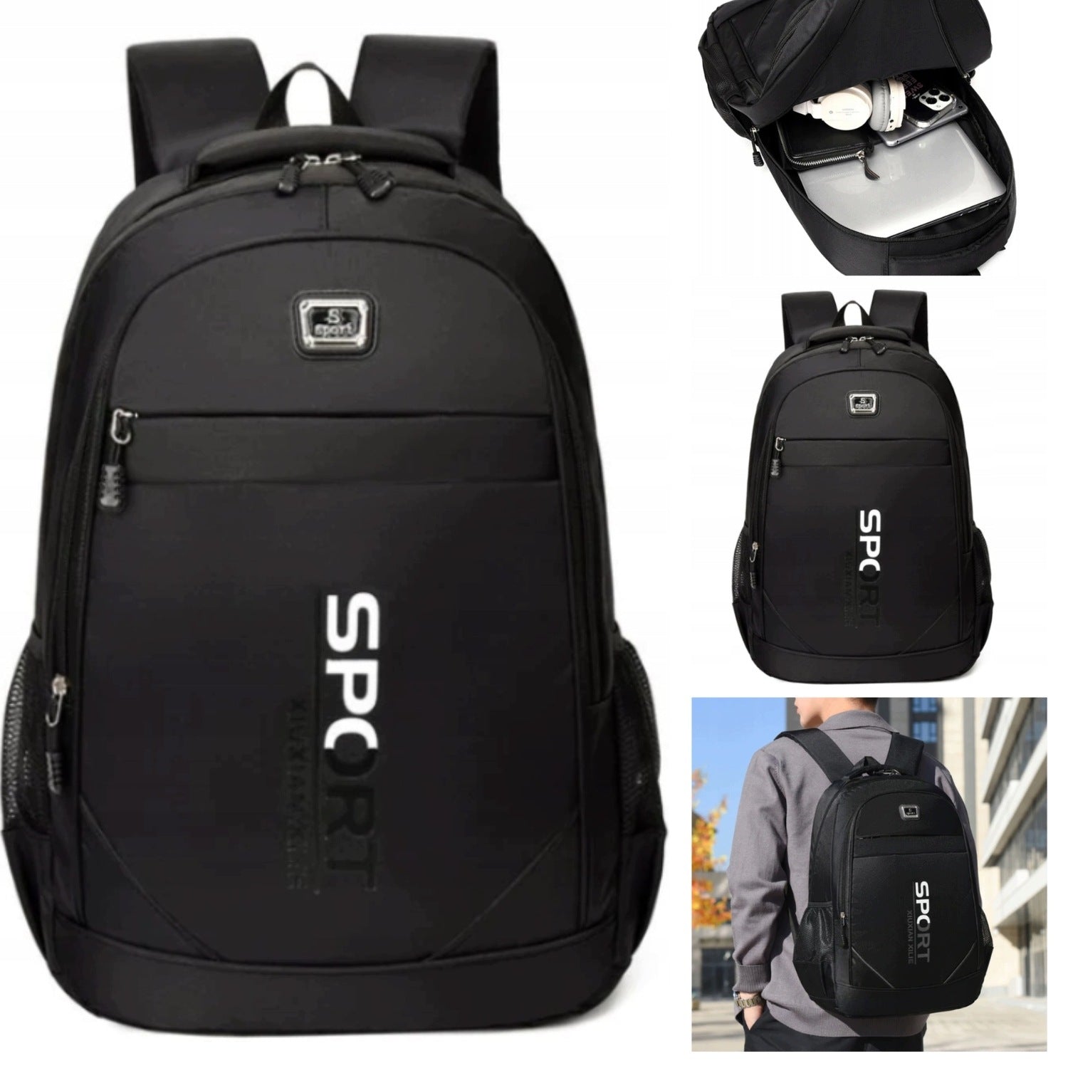 SCHOOL BACKPACK FOR BOY WATERPROOF SPORTS MULTI-CHAMBER BLACK