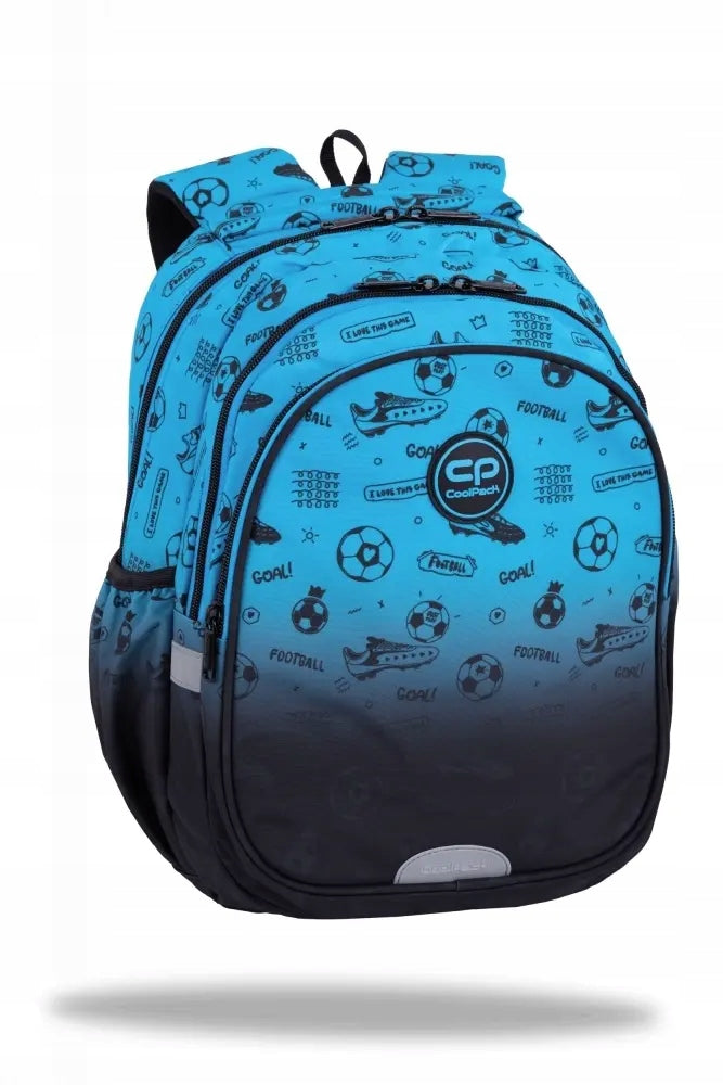 SCHOOL BACKPACK FOR CLASS 1 2 3 OMBRE BLUE JERRY FOOTBALL