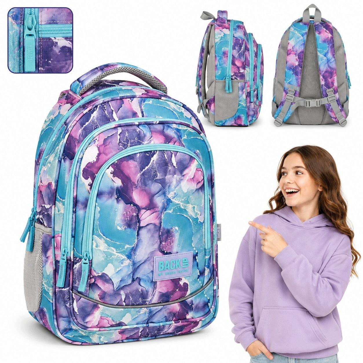 SCHOOL BACKPACK FOR GIRLS 26L FANTASY CLASS 1-3 | BACKUP