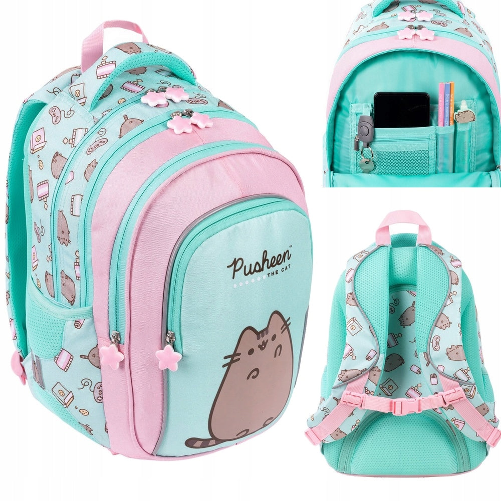 SCHOOL BACKPACK FOR GIRLS BPL58 CAT PUSHEEN PASTEL St.Majewski