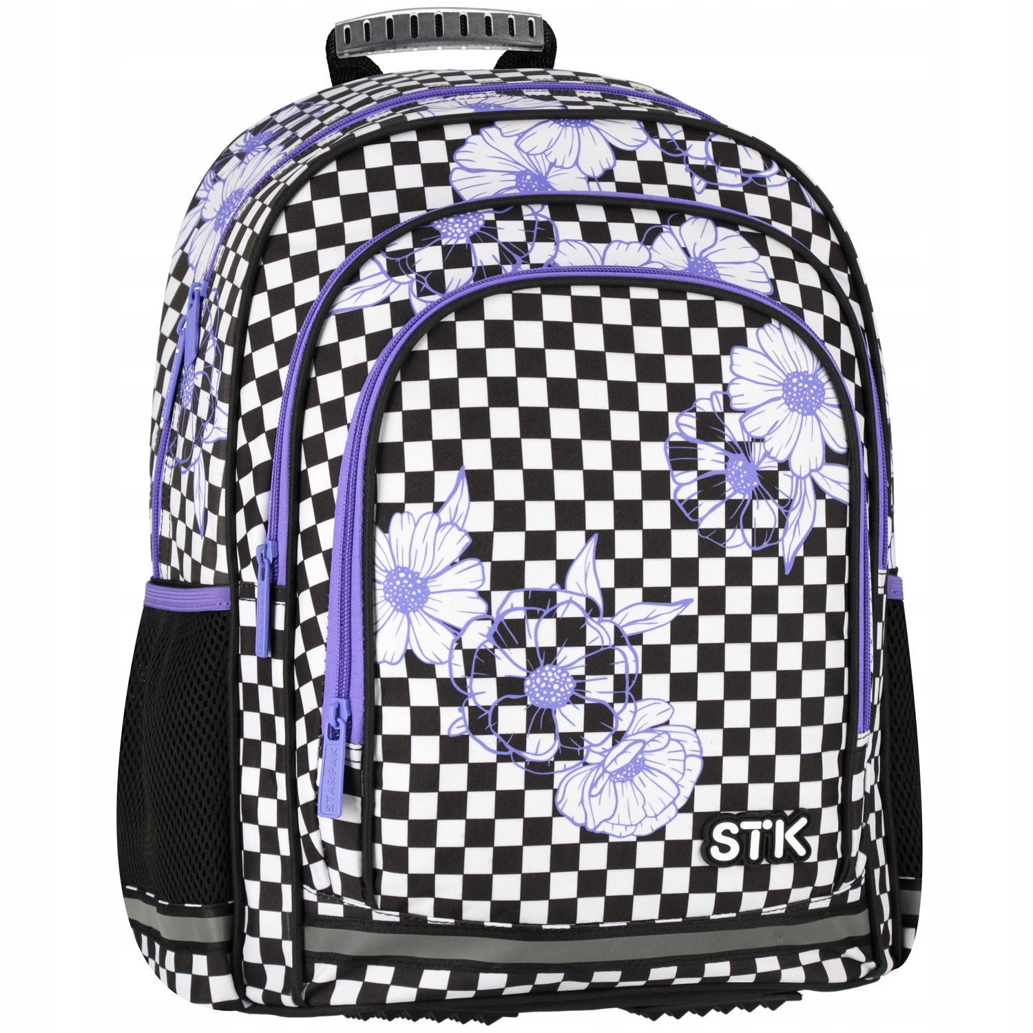 SCHOOL BACKPACK FOR GIRLS CHESSBOARD WITH PURPLE FLOWERS EAN (GTIN) 5905523684216